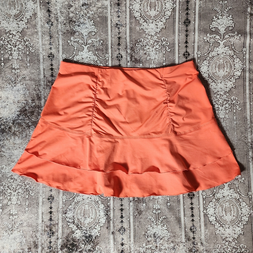 Coral Ruffled Tiered Swimsuit Cover Skirt - Picture 3 of 7